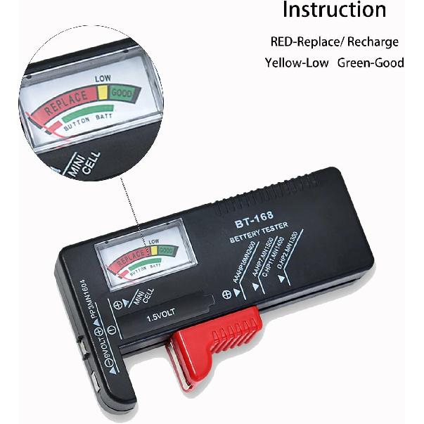 Battery Tester Checker, Universal Small Battery Tester for AAA AA C D 9V 1.5V, Button Cell Batteries Checker - Small Volt Checker for All Batteries -