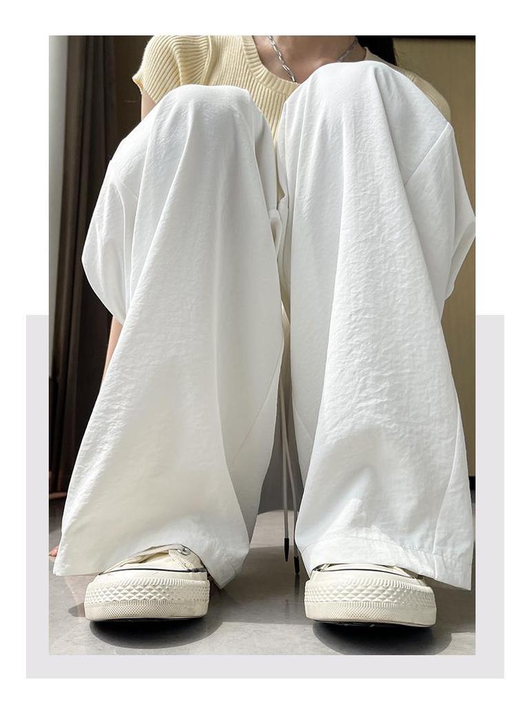 White Women's Wide-Leg Quick-Dry Ice Silk Pants