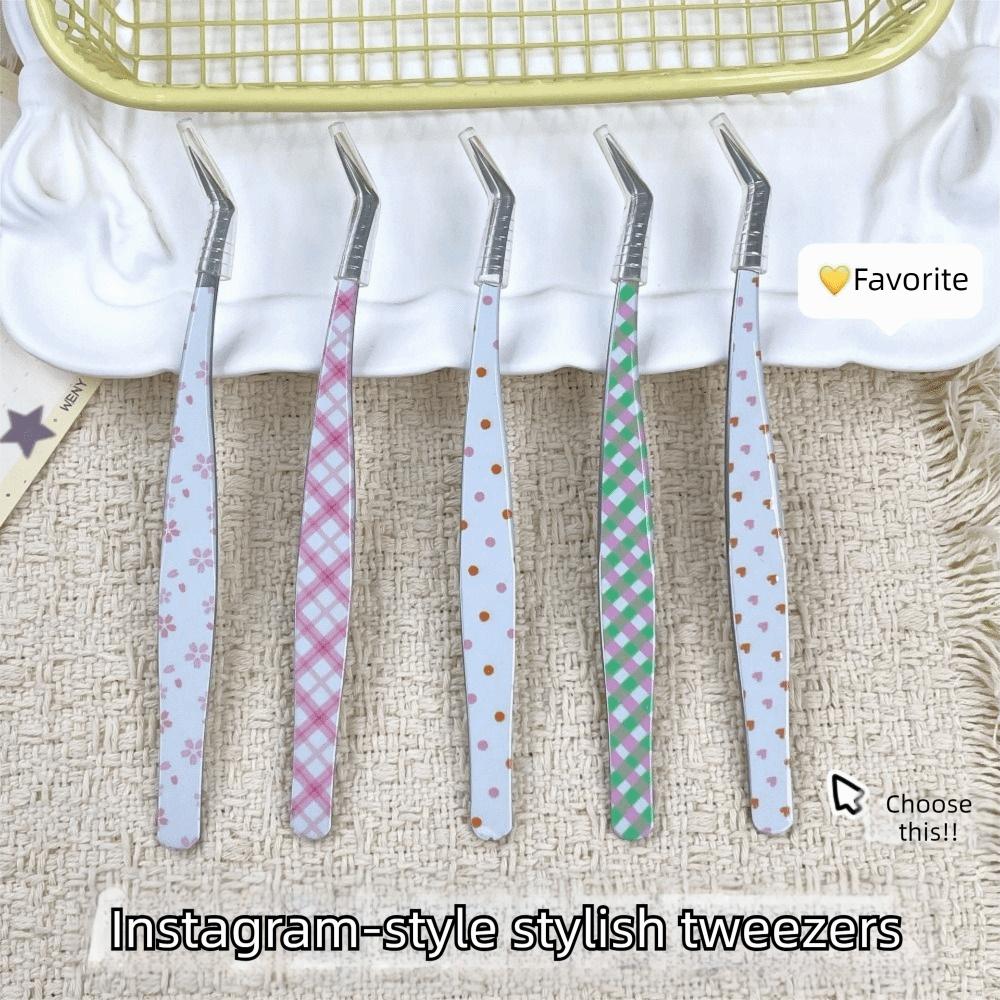 High Precision False Eyelash Tweezers Metal Lashes Extension Tweezer  Miniature Scene Stickers