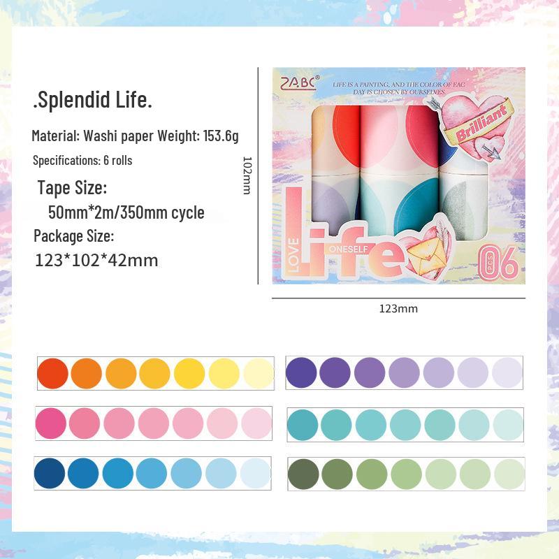 Morandi Colorful Washi Tape Set: Large Polka Dot & Round Sealing Stickers for Journaling