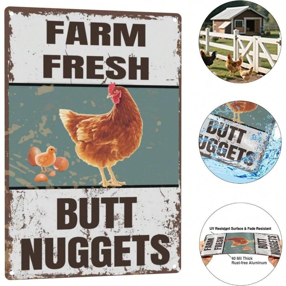 Vintage Farmhouse Chicken Eggs Metal Sign Kitchen Home Bar Workshop Decor