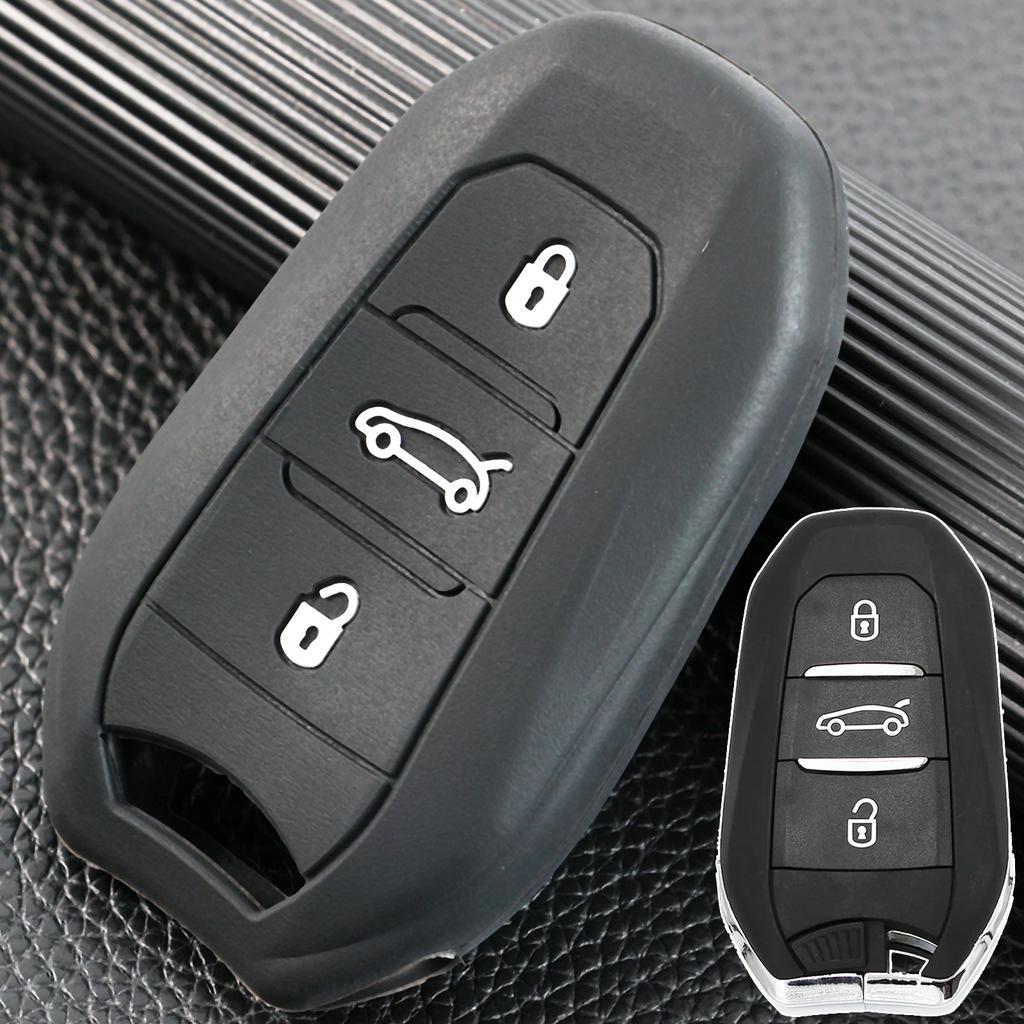 Für Peugeot Citroen Opel Grandland X Corsa Zafira Fernbedienung Silikon 3 Taste Schlüsselanhänger Kette Ring Abdeckung Fall Halter Schutz