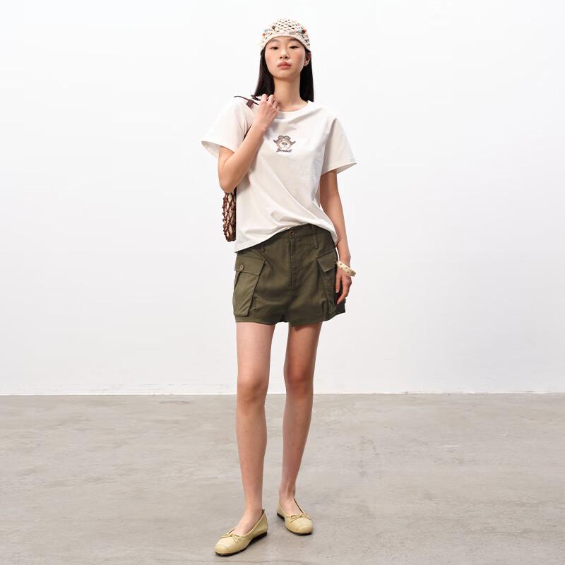GREEN BELT Women's Tencel Linen A-line Cargo Shorts