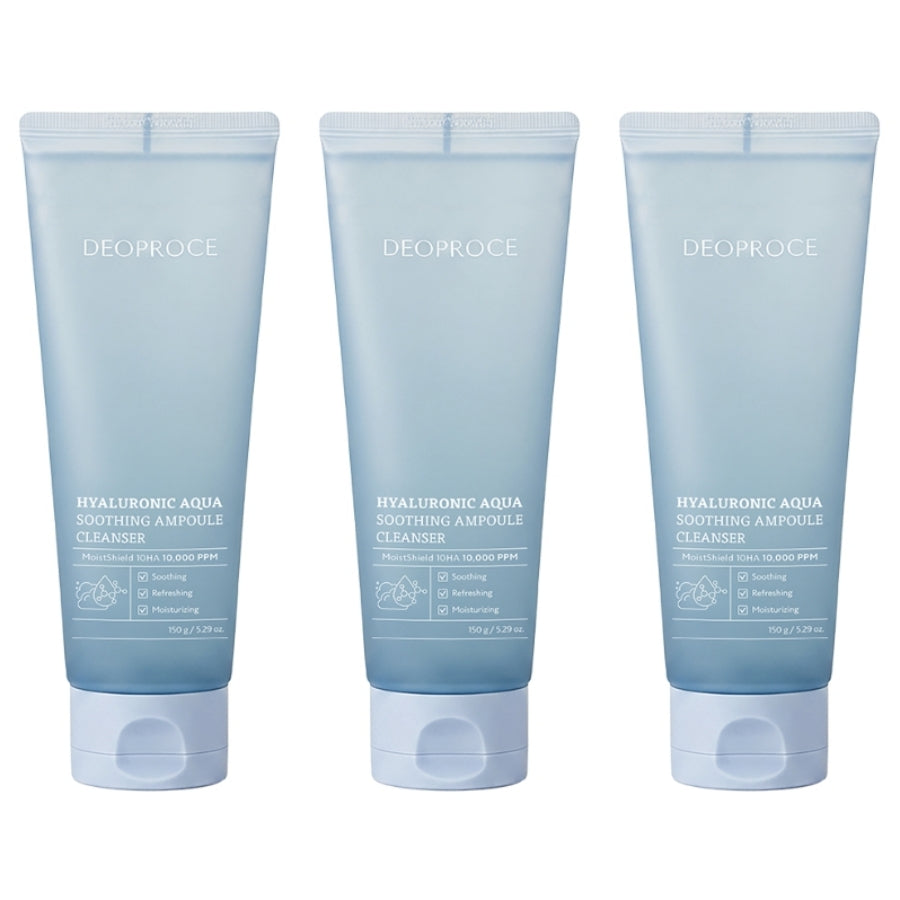 Deoproce Hyaluronic Aqua Soothing Ampoule Cleanser 150g*1Pc/2Pcs/3Pcs