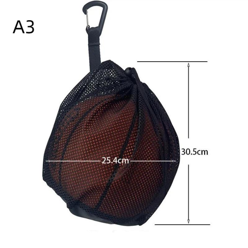 1Pcs Extra Large Mesh Drawstring Soccer Basketball Volleyball Storage Net Bag With Zipper Pocket Gym Bag