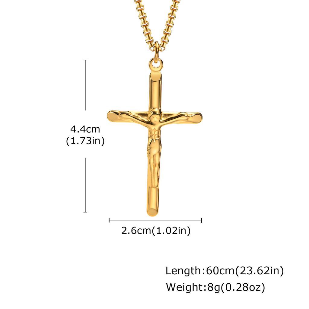 Stainless Steel Catholic Cross Necklace for Men,St. Benedict's Catholic Crucifix Pendant Necklace,Religion Gothic Jewelry Gift