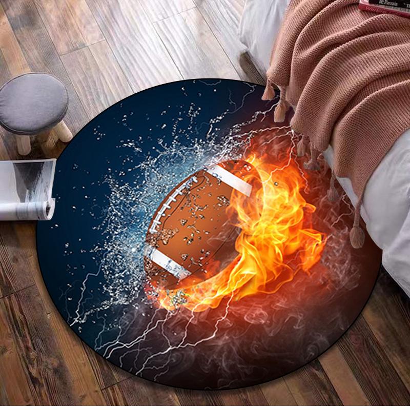 Fire And Water ball Circular Rug - Office Decorative Carpet For Living Room Bedroom Door Mat Floor Rug Computer Chair Area Rug