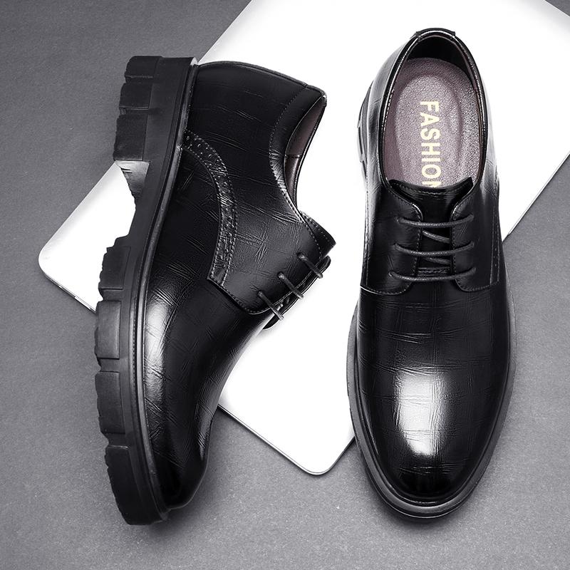 Heighten 8/10CM Man Platform High Heel Shoes Black Dress Man Formal Office Leather Shoes for Men Elegant Business Elevator Shoes
