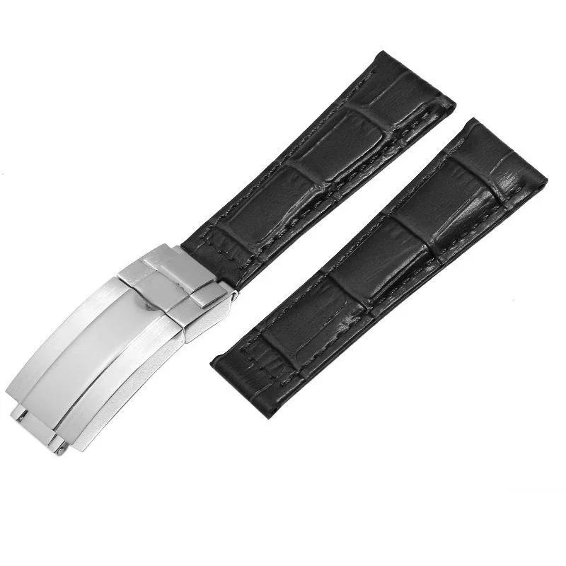 Crocodile Pattern Genuine Leather Watchbands 20mm for  Watch Strap Daytona Submariner  Bracelet Folding Buckle