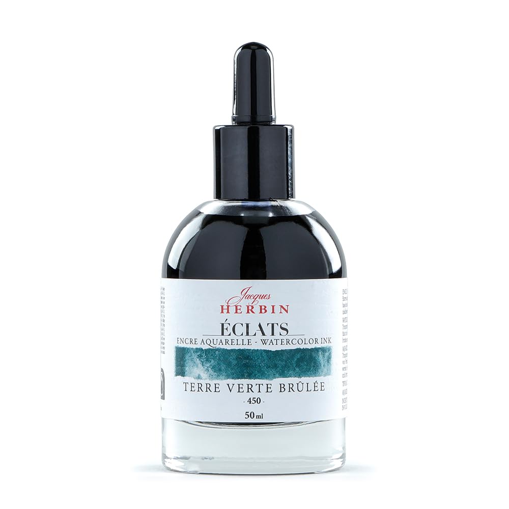 Herbin Eclat Watercolor Burnt Green 50ml Ink, Earth, (hb16450)