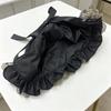 Gekräuselte Spitzenhaube mit Blumenstickerei und faltbarem Design für Cosplay, Anime-Maid und Theaterkostüm-Styling