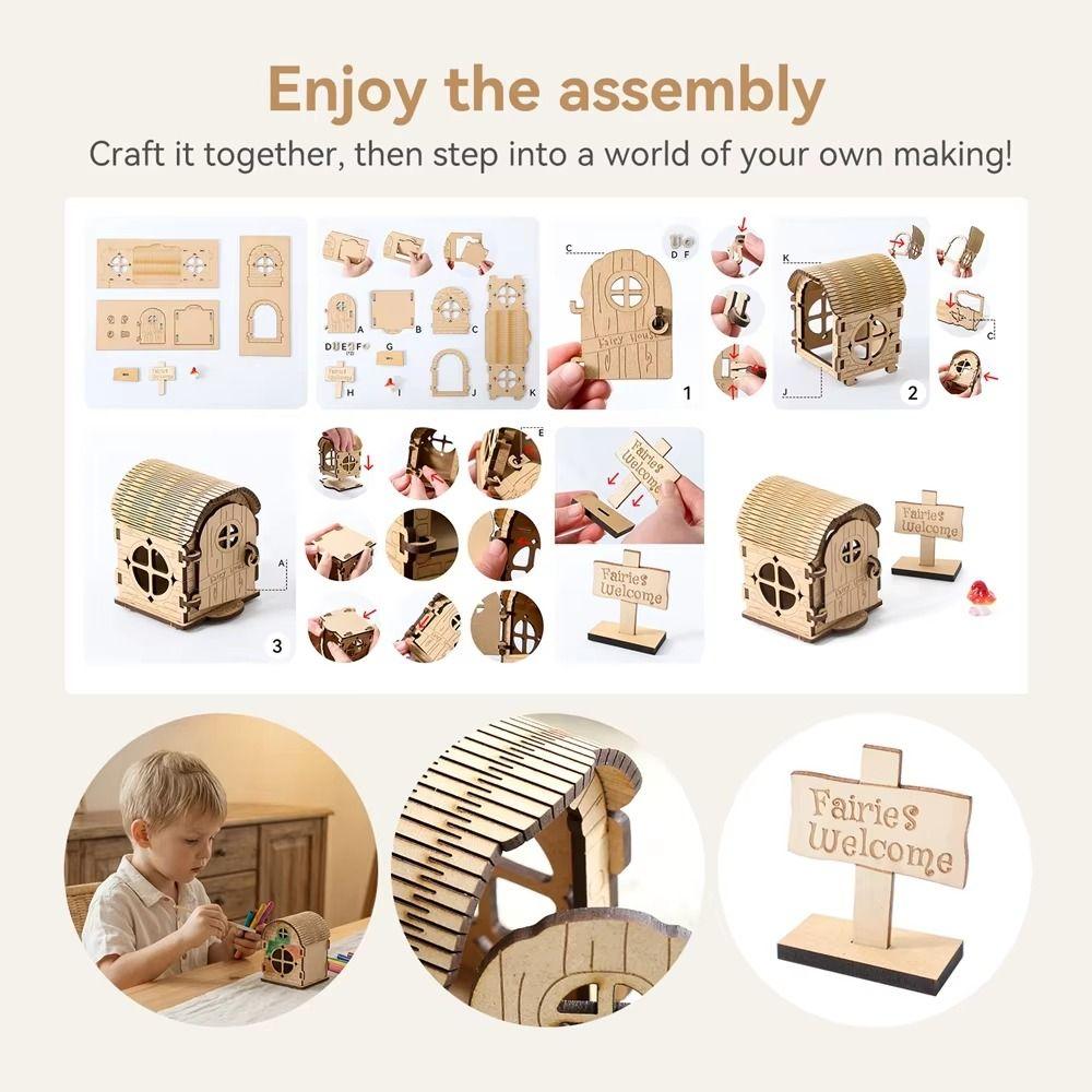 DIY Kit Wooden Fairy House Kit Wooden Material DIY Assembled House  Desktop Decoration