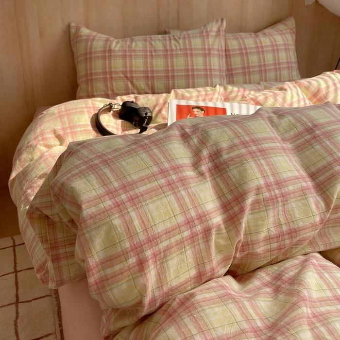 Nordic Sling Cotton Pink Stripes Duvet Cover 150x200 Size Girl's Room Housse Skin Friendly Breathable Comforter Sets