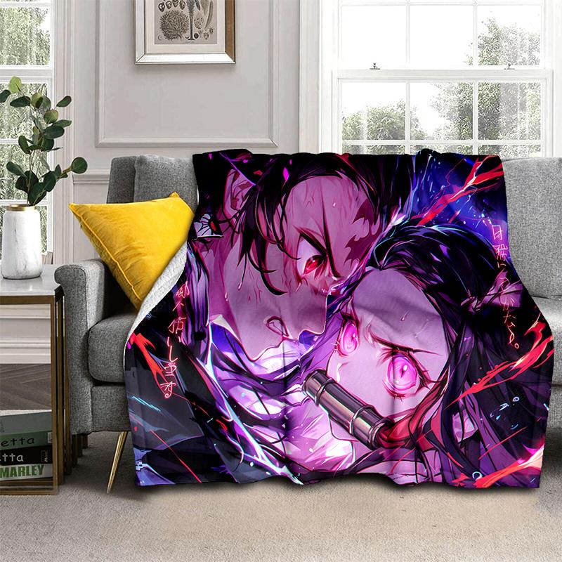 30 Style Demon S-Slayer Cartoon  Kamado Nezuko Anime Blanket,Soft Throw Blanket for Home Bedroom Bed Sofa Travel Office Kids