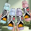 1PC Skeleton Ribcage Halloween 750ml Color Plastic Sports Water Bottle Leakproof Flip Straw Lid Suitable for Sports Office Home Use