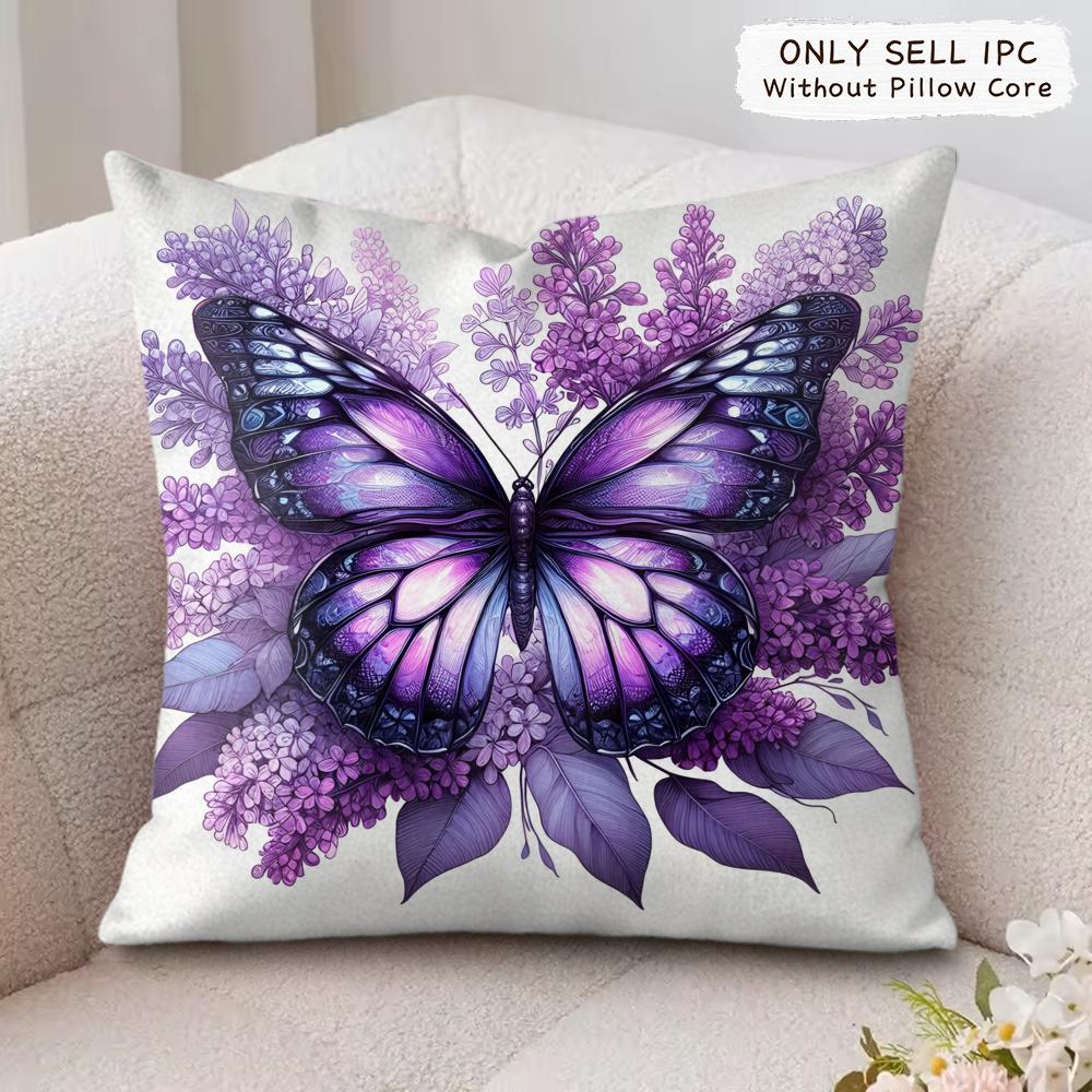 Watercolor butterfly Cushion Cover Soft Plush Fabric DoubleSided Printed Cushion Covers for All Seasons Modern HomeDecor Gift
