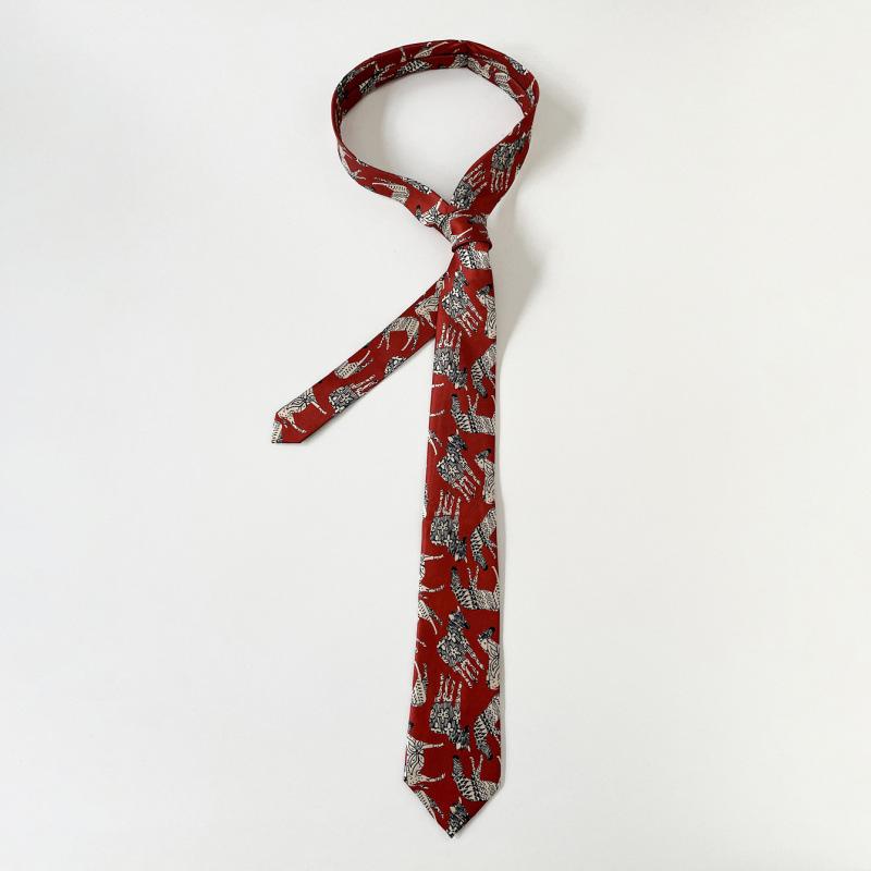 Wholesale Jacquard Hand-tie Long High-end Leopard Print with Retro Casual Niche Tie Neutral