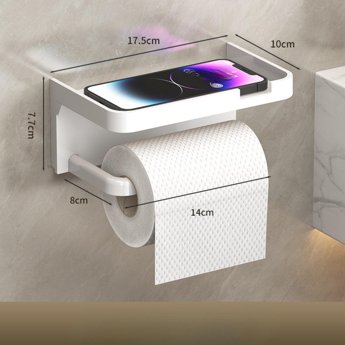 

1 настенный держатель для туалетной бумаги, с держателем для мобильного телефона и парфюмерии - Не требует сверления, прочный пластиковый ящик для хранения в ванной чёрный