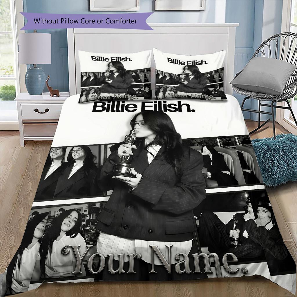 Op Maat Naam Billie Eilish Beddengoed, Dekbedset Dekbedovertrek Kussensloop Huis Verjaardagscadeau(1 dekbedovertrek + 2 kussenslopen, zonder binnenkussen) -HE33