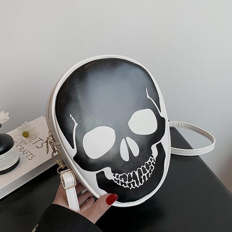 Fashion Casual Women's Shoulder Bag Skull Pattern Color Contrast Design Crossbody Bag For Halloween Festivals Party