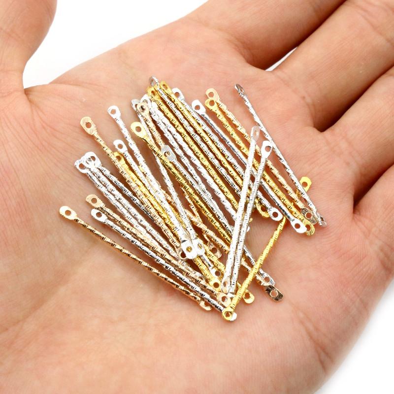 50Pcs/lot 15-40mm Double Cylinder Bar Earrings Connecting Stripes For DIY Jewelry Making Earring Pins Findings Supplies
