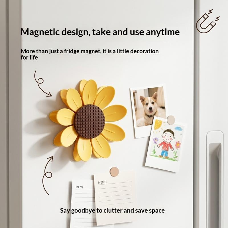Sunflower Magnetic Fridge Magnet Seal Clip Petal Sealing Clip Magnetic Fridge Sticker Snack Clip, Flower Decoration