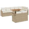 Garden Sofa Set with Storage 9 Pcs Beige Poly Rattan