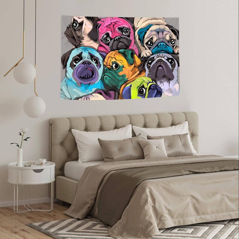 VIKAMA Colorful Pomeranian Print TapestryPerfect for Bedrooms Living Rooms and Dorm Rooms Cute Pet Wall Hanging