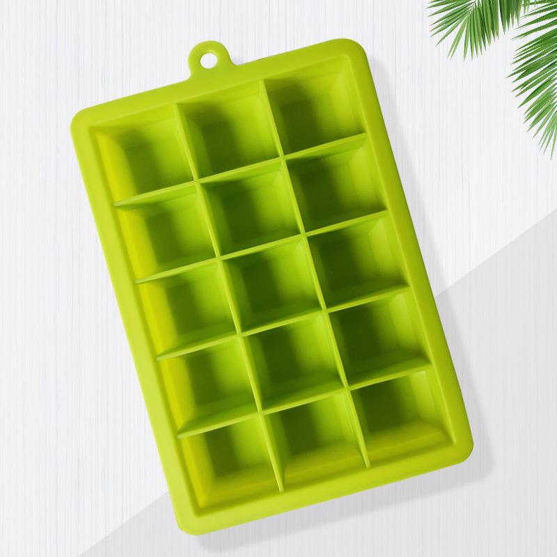 Silikonisform med lock - 15 fyrkantiga kuber, Hushållsismaskin för färskhållning