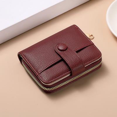 Portafoglio Corto da Donna in PU con Zip Portamonete Multi Porta Carte Bifold Compatto Portamonete Piccolo