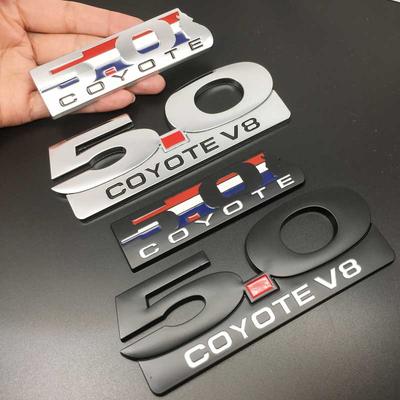 1Pc 3D Metal 5.0 COYOTE V8 Logo Car Sticker Car Body Trunk Emblem Badge Decal For Mustang 5.0 Coyote V8 TWIN Turbo Car Styling
