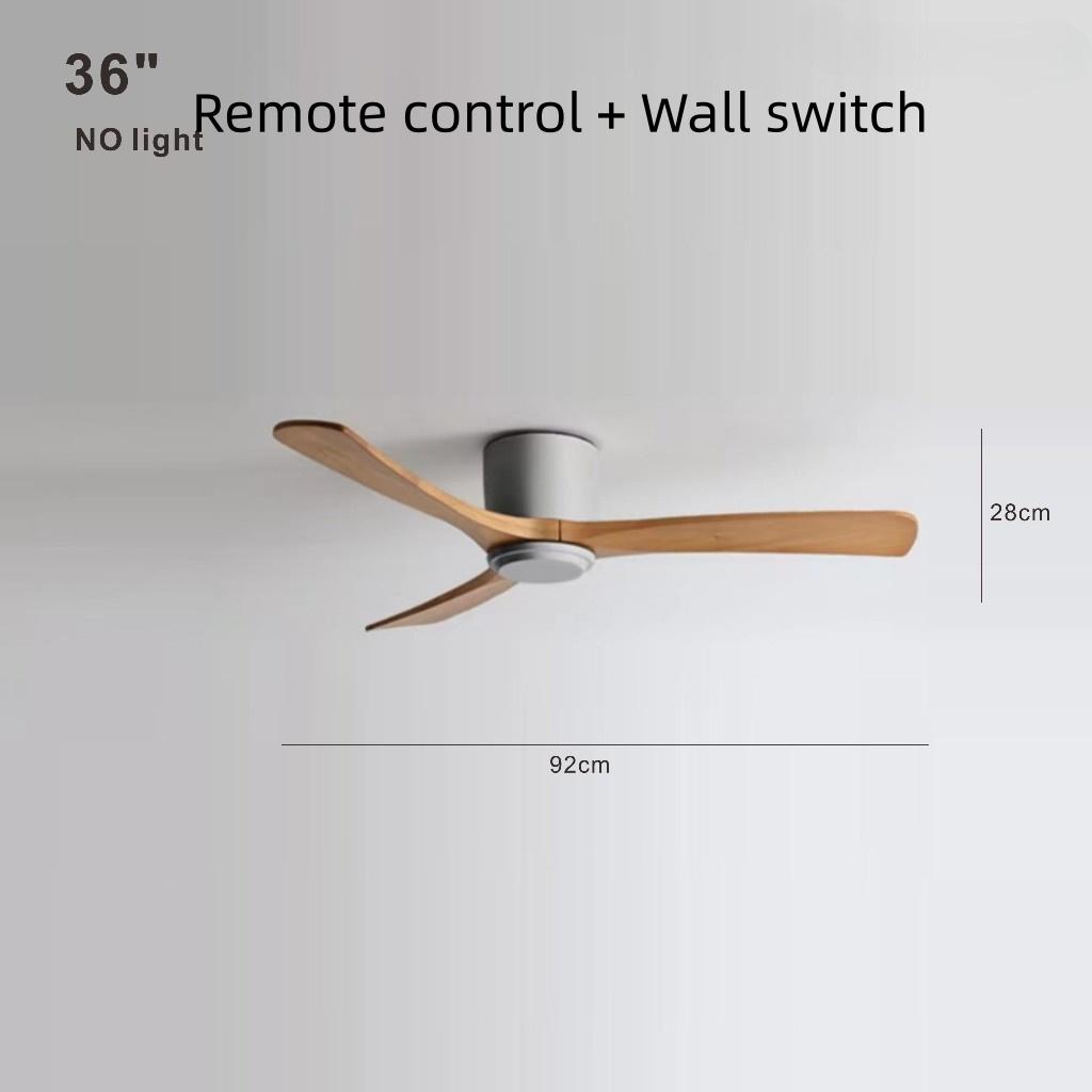 Living Room Bedroom Solid Wood Ceiling Fan Creative Villa Hotel Decoration Fan Nordic Minimalist Variable Frequency Fan