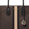 Michael Kors Eva Monogram Logo Stripe Color Block Canvas Tote Bag Women Tote Dark-Brown 30T9GV0T7B-BLACK-CAMEL