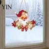 Reusable Christmas Wood Ornament Wooden Santa Claus Hanging Pendant for Christmas, Rustic Floral Wall Sign, Holiday Decor Tree with Hemp Rope