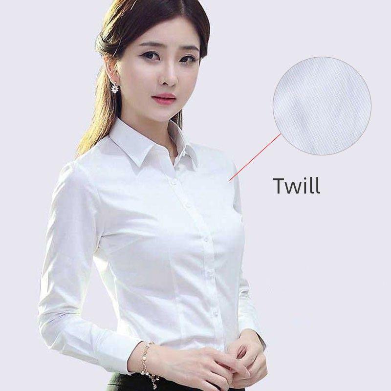 

Silm Short Sleeve Business Wear Overalls Women s White Shirt White Long sleeves Fashion Tape [twill opaque]] L