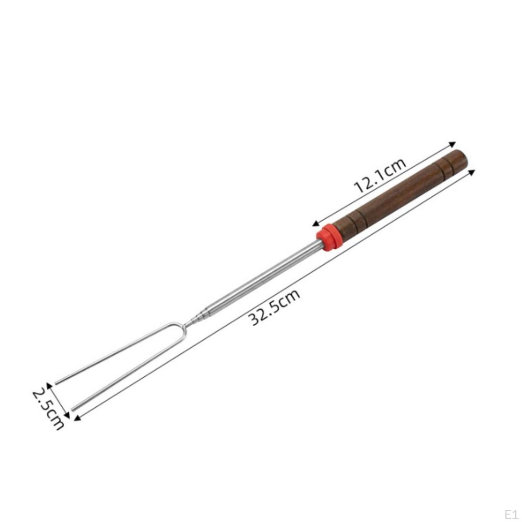 Stainless Steel Grill Skewer Curved Extendable Bbq Fork Easy To Clean Dog for Barbecue,