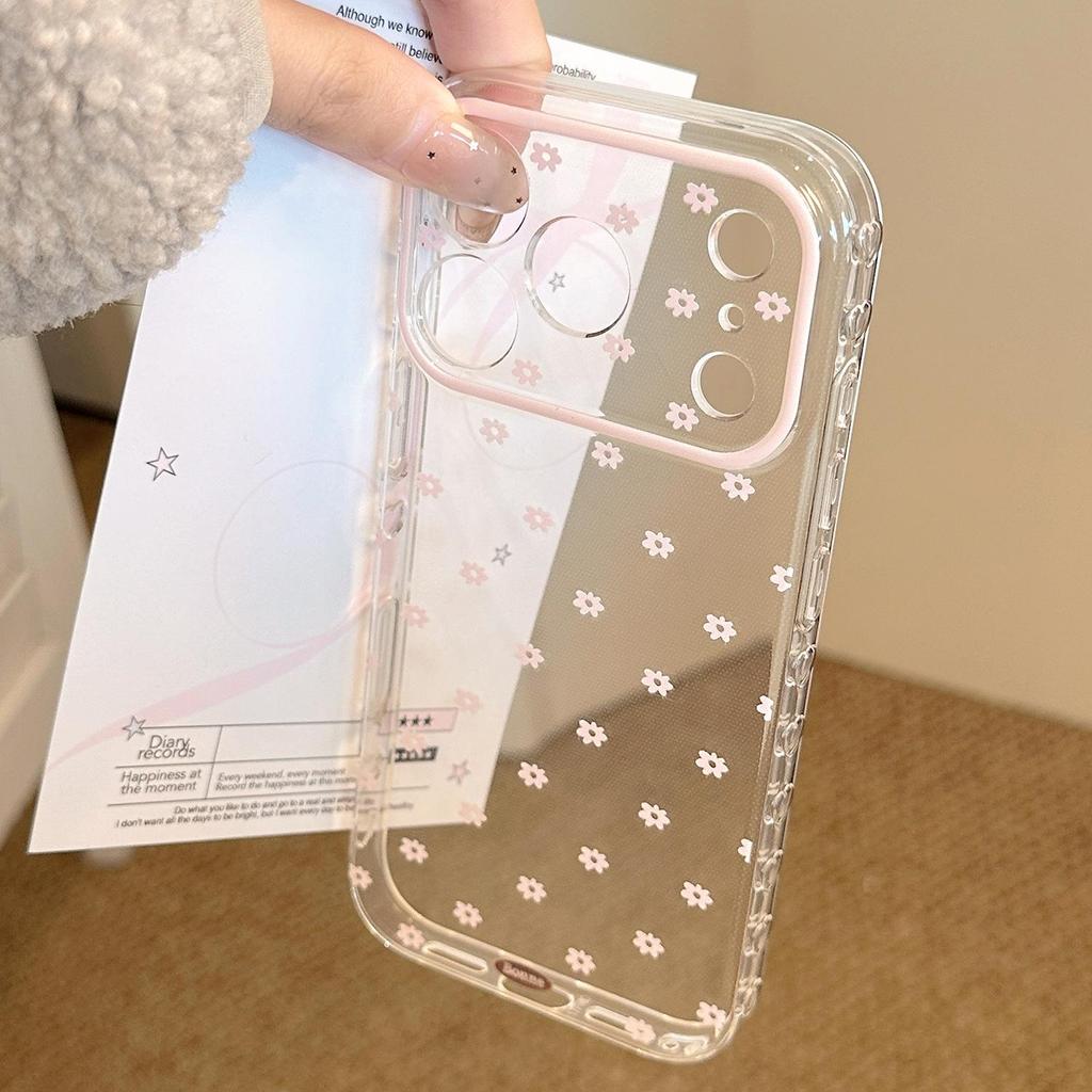 IPhone 15, iPhone 16 ve iPhone 17 Pro Max için Pembe Çiçekli Telefon Kılıfı