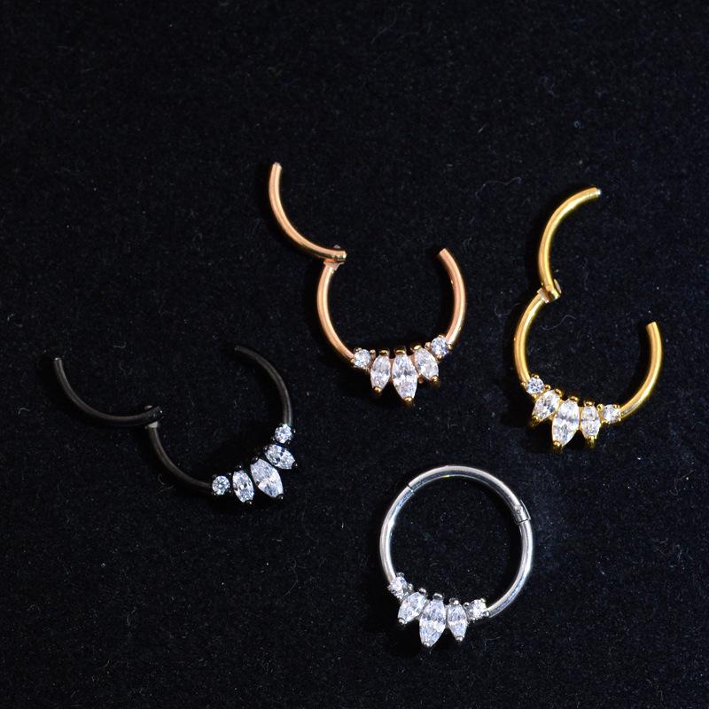 316L Stainless Steel Zircon Crown Nose Hoop Jewelry