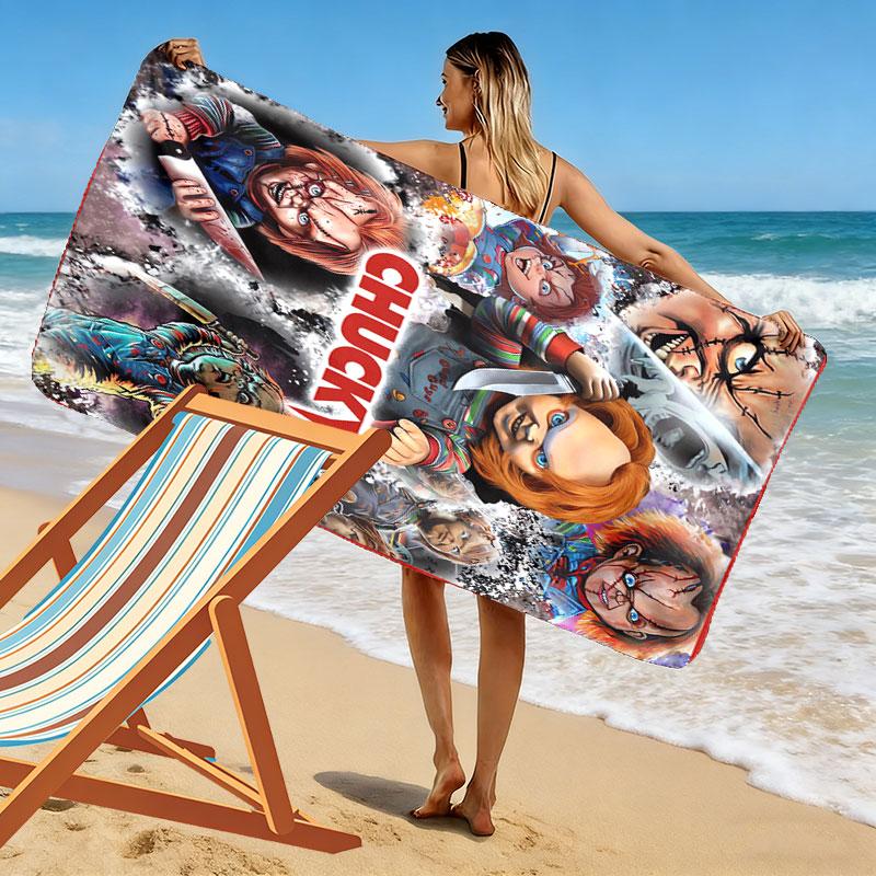 Chucky Print Strandtuch, Großes Weiches Schnelltrocknendes Handtuch für Strand Camping Schwimmen