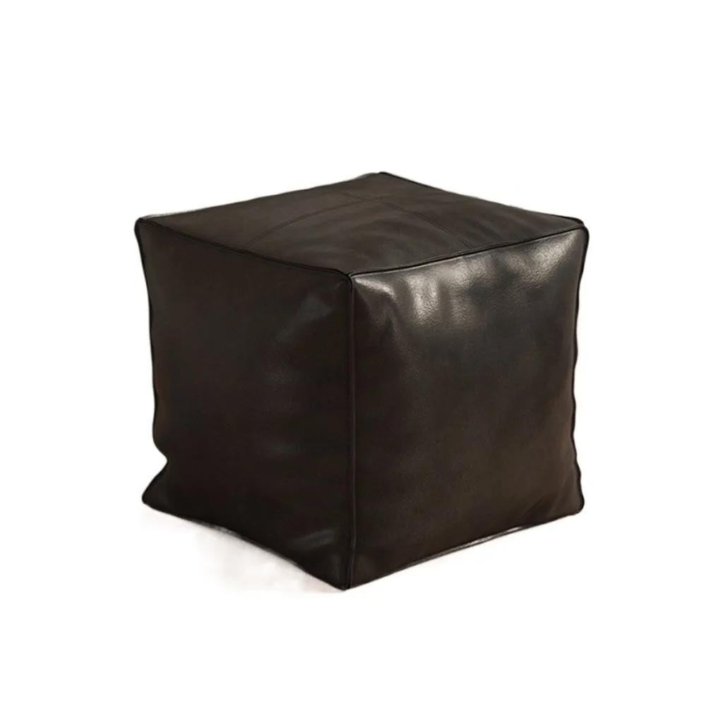 Modern Non-Slip Storage Stool Large Capacity No Fillings PU Leather Ottoman Waterproof Square Leather Pouf Balcony