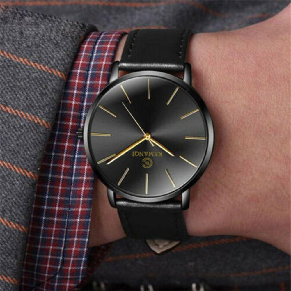 Gifts Fashion Classic Genuine Leather Strap 6.5mm Ultra Thin Men Watch Quartz Wrist Watch