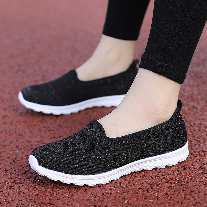 Ultra Light Women's Flats Breathable Mesh Loafers Elastic Ladies Slip-on Casual Shoes for Walking Traveling Driving