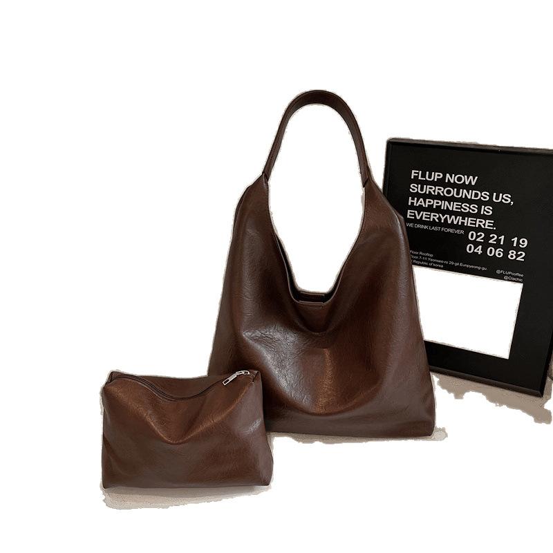 Fashion Bag Women'S Texture Portable Shoulder Bag Women'S Simple Commuter Tote Bag Casual Retro Mother And Child Bag Women'S Bag