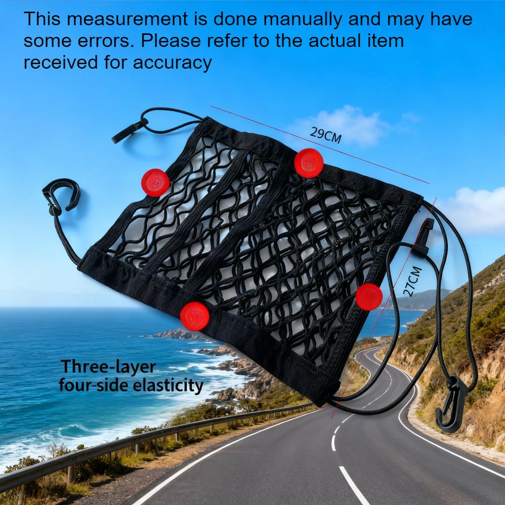 

3-Layer Car Mesh Organizer, Seat Back Net Bag, Barrier of Backseat Pet, Cargo Tissue Purse Holder, Driver Storage Netting Pouch