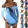 Women's T Shirt Tee Print Off The Shoulder Tops Cut Out 3/4 Sleeve Sexy Fashion Regular Top