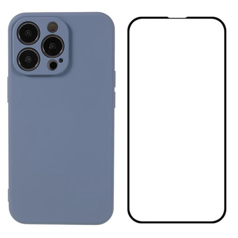 

For iPhone 13 Pro Max Case TPU Phone Cover with Screen Film (Precise Cutout) Lavender Grey