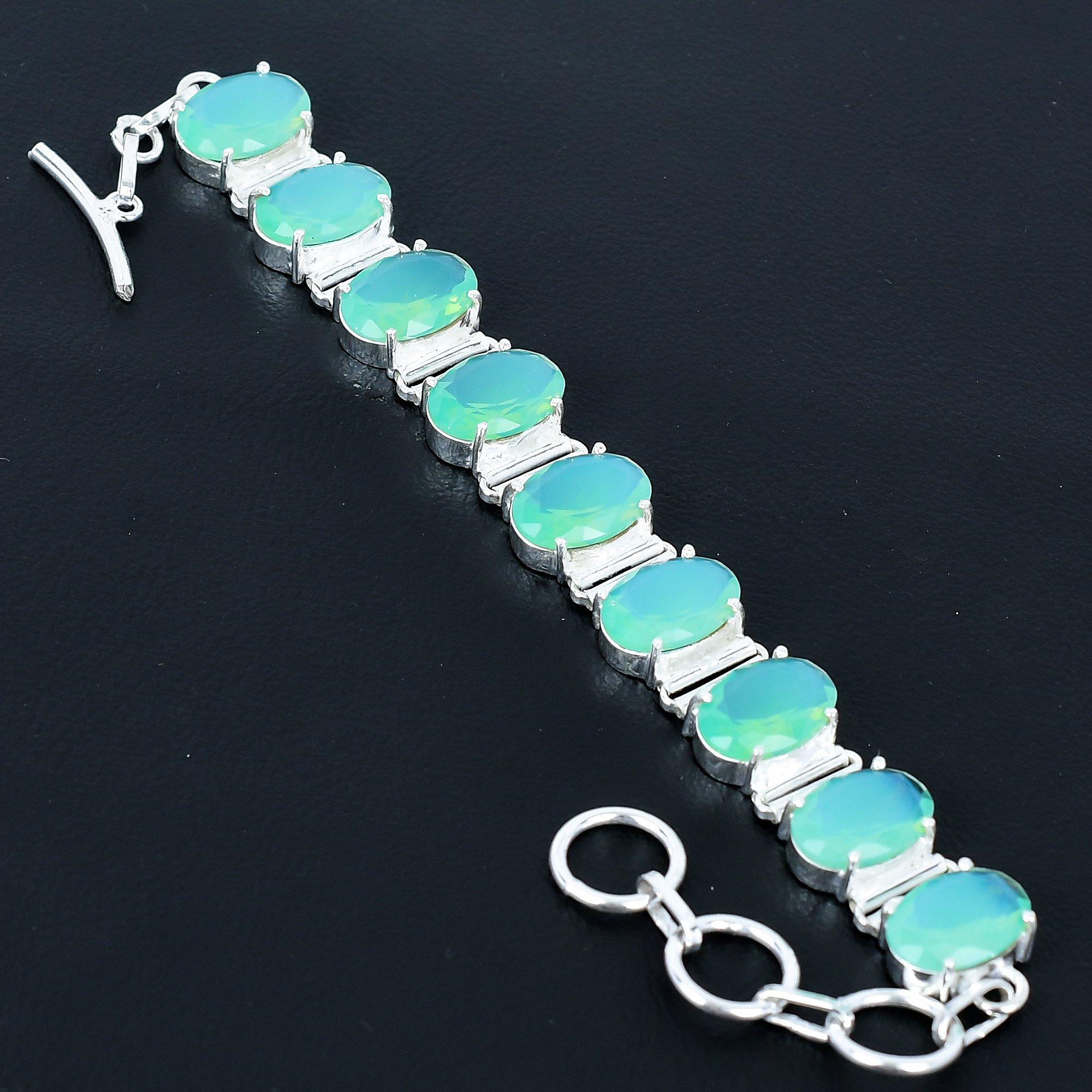 

Браслет из зеленого халцедона, браслет из стерлингового серебра 925 пробы, браслет с регулируемой цепочкой, браслет ручной работы в стиле бохо, украшения из зеленого халцедона, подарки для жены 8 зелёный