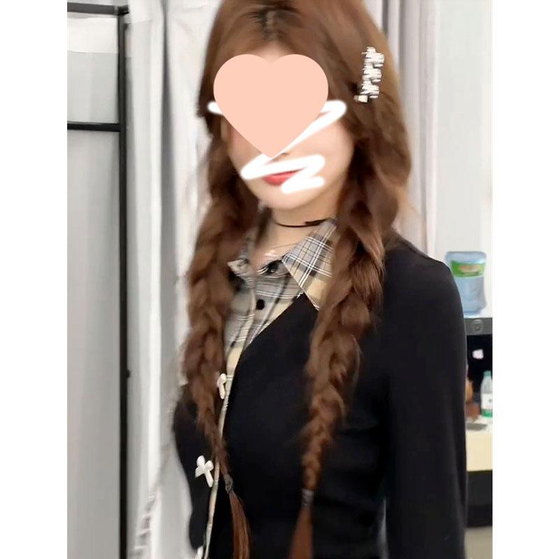 Guangzhou Fabric Women's American College Style Fake Two-Piece Slim Long Sleeve Shirt for Autumn/Winter