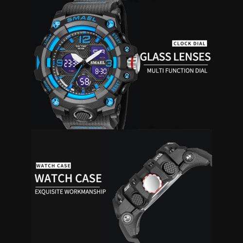 Men's and Women's Watch, Analog-Digital Dual Display Waterproof Watch, Multi-Function Military Sports Luminous Chronograph, Black