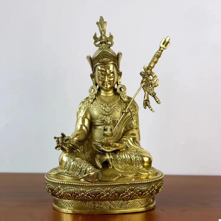 

Фэн-шуй Высокая 21 см Медная статуя Будды-Мастера Лотоса Тибетские Тантрические Принадлежности Украшение